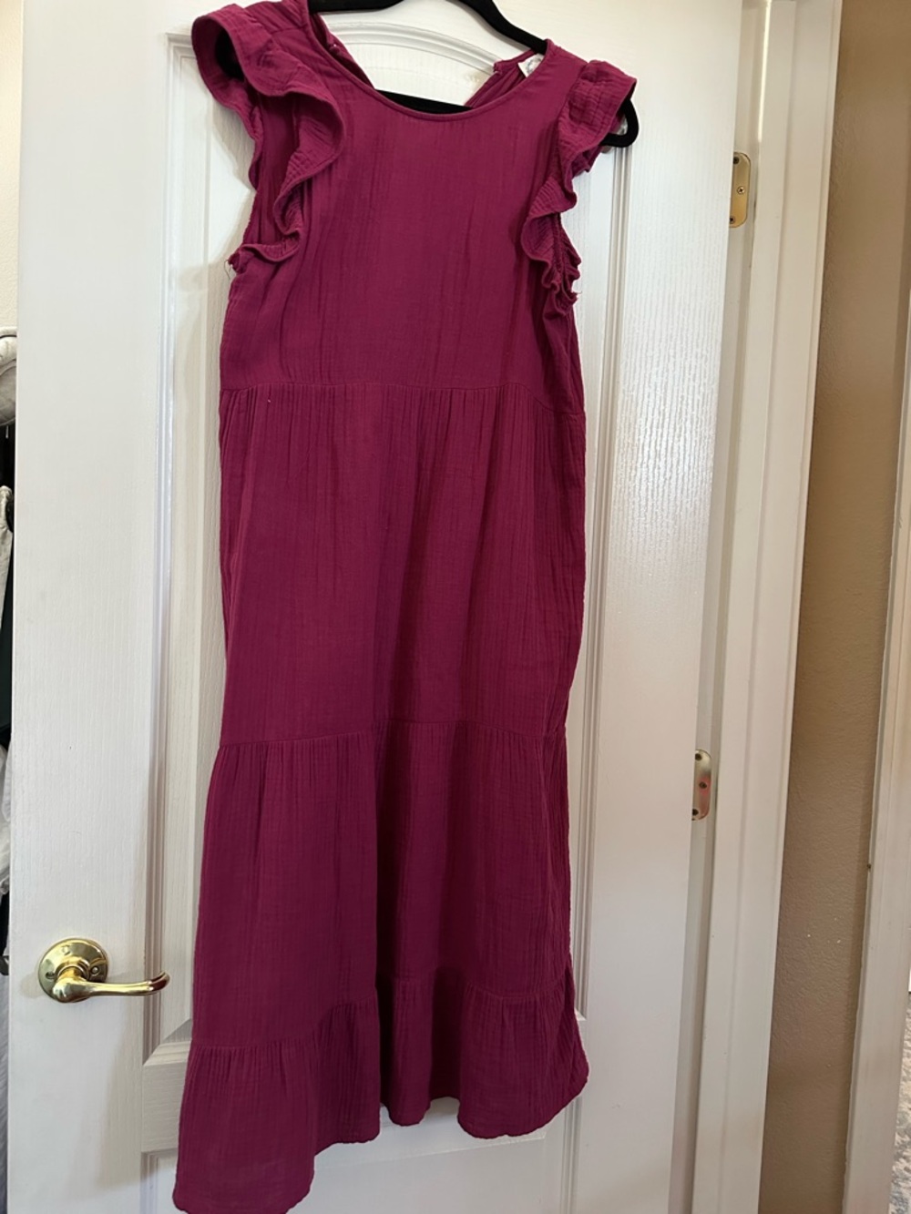 Sleeveless Ruffle Midi Dress - Magenta